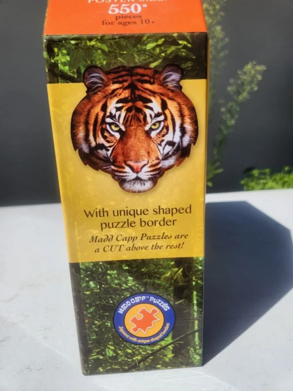 I am Tiger 550 Piece Head Shaped Jigsaw Puzzle Madd Capp Finished size: 28